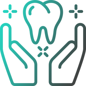 An icon of two hands holding a tooth.