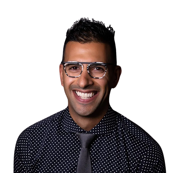 A photo of a smiling dentist.